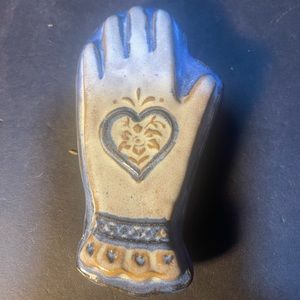 Artist Signed Sunrise Pottery Wall Pocket San Antonio TX Pearlescent Hand Blue